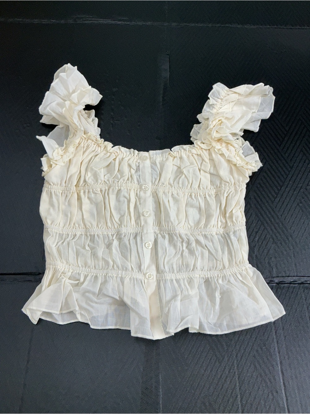 Smocked Ruffle Cream Women's Tank Top